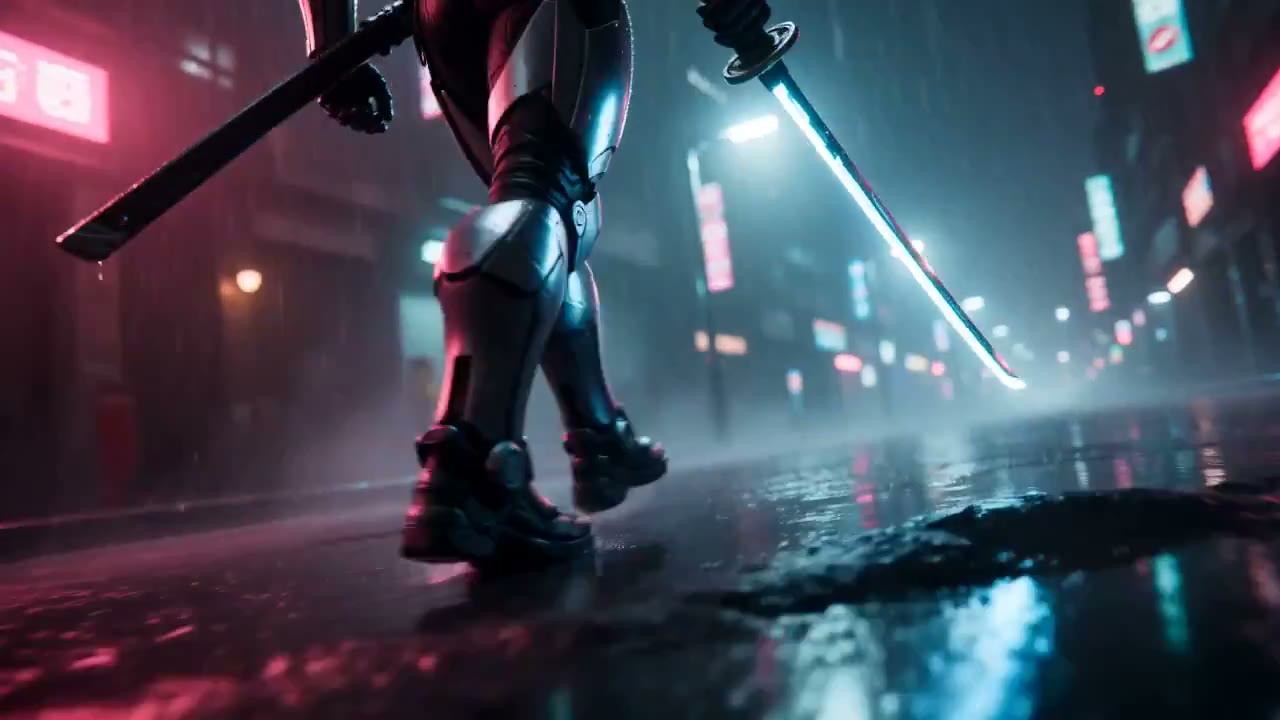 Cyberpunk Neon Samurai Duel